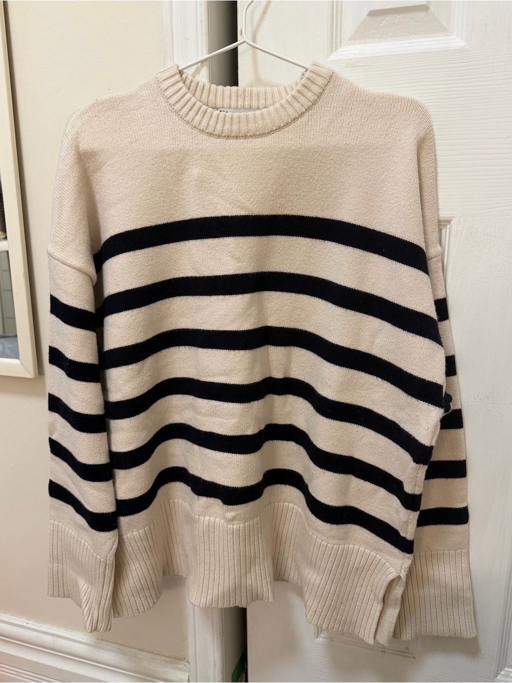Oversized Cream Striped Sweater
